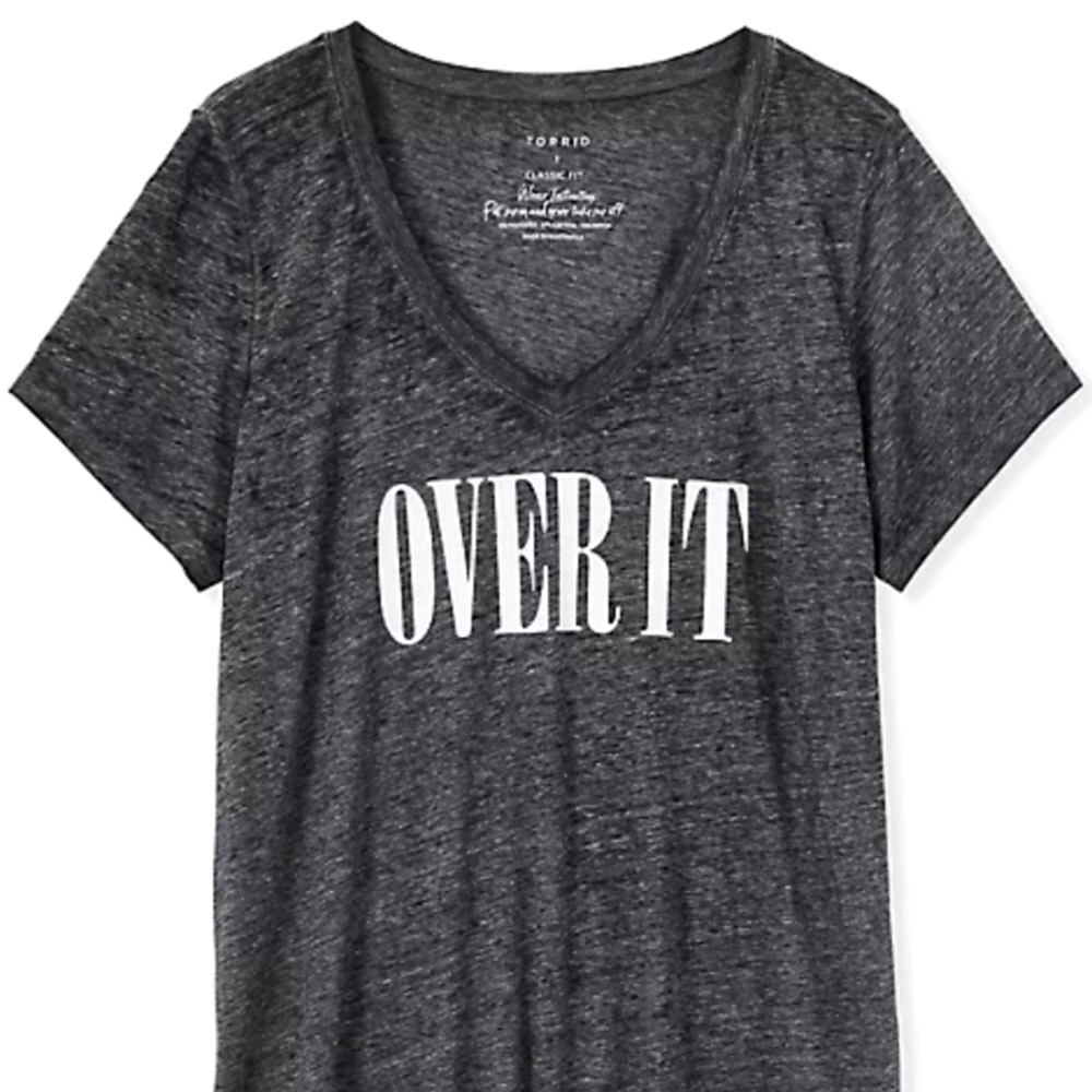 ❤️OVER IT CLASSIC FIT V-NECK TEE - VINTAGE BURNOUT DARK GREY